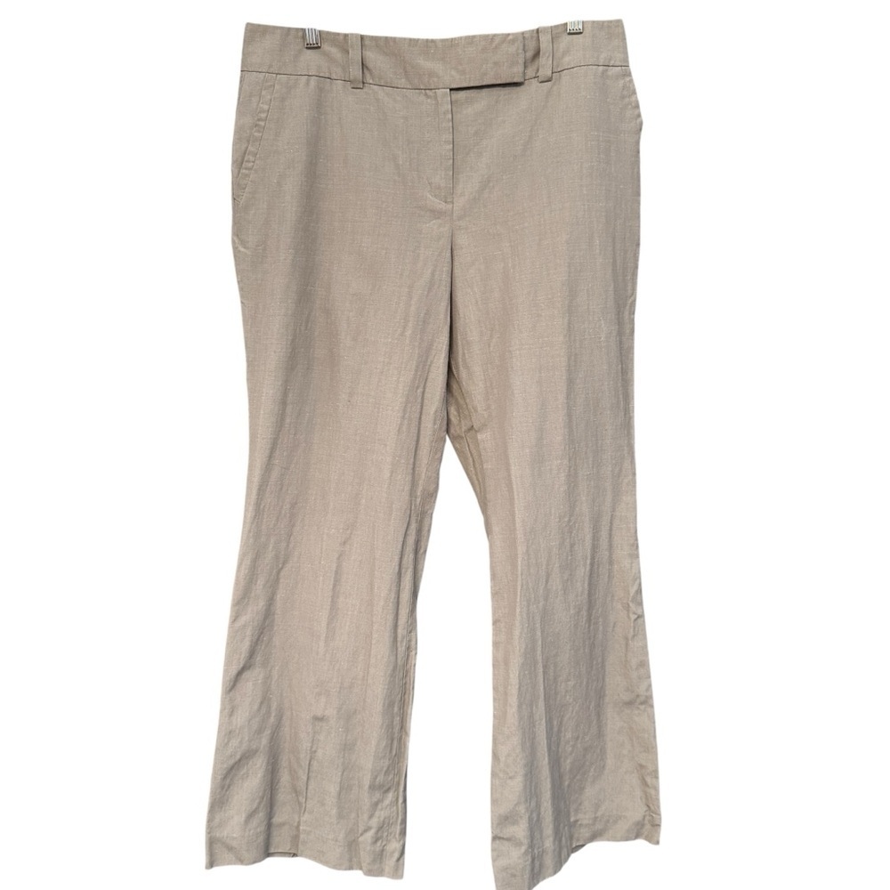 Ann Taylor Curvy Beige Linen Blend Wide Leg Dress Pants Size 10